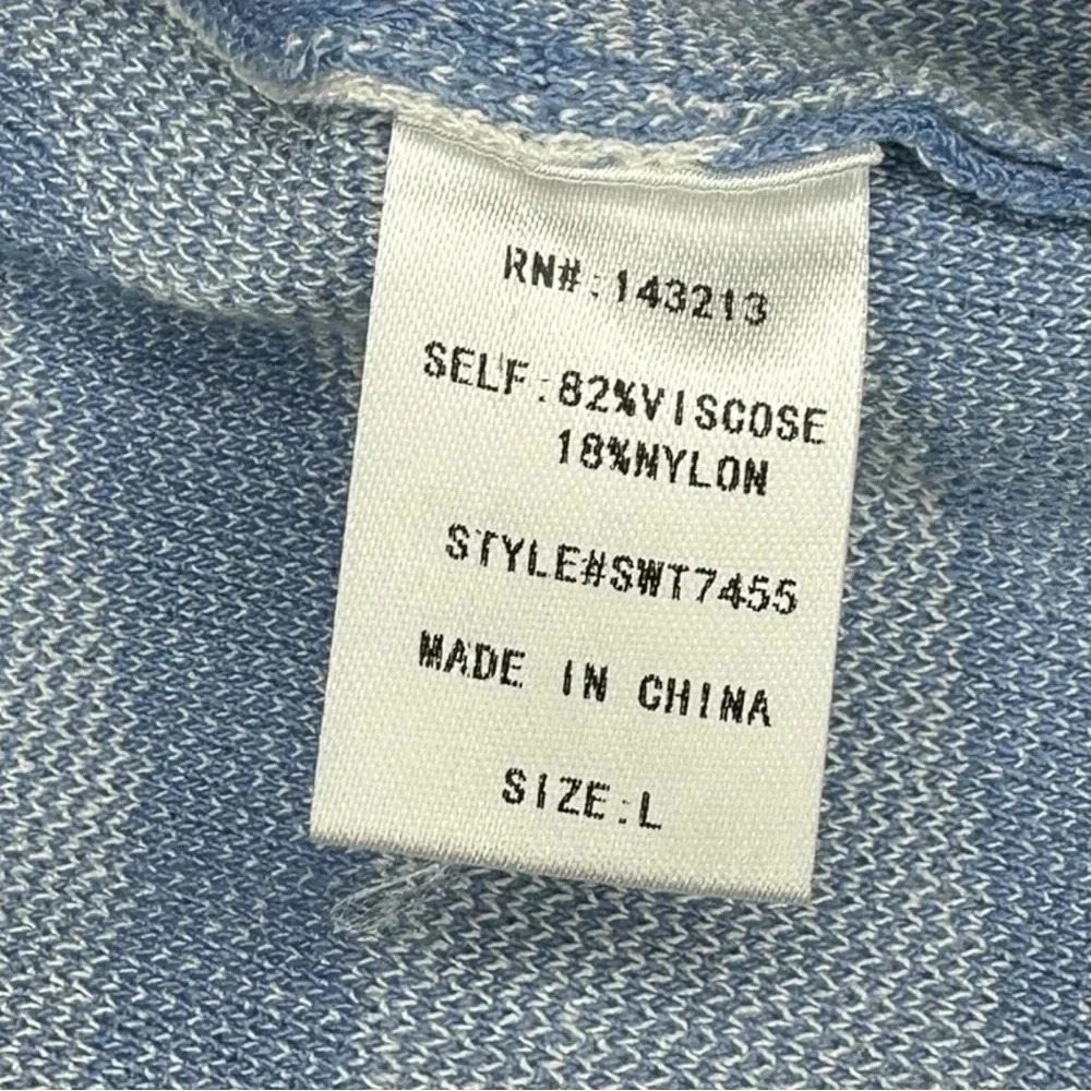 Sunland 17 Blue / White Patterned Soft Knit Cropped Tank Size L Y2K - Picture 5 of 5